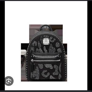 X MINI STARK CRYSTAL GLITTER COATED CANVAS BACKPACK - BLACK IN BK